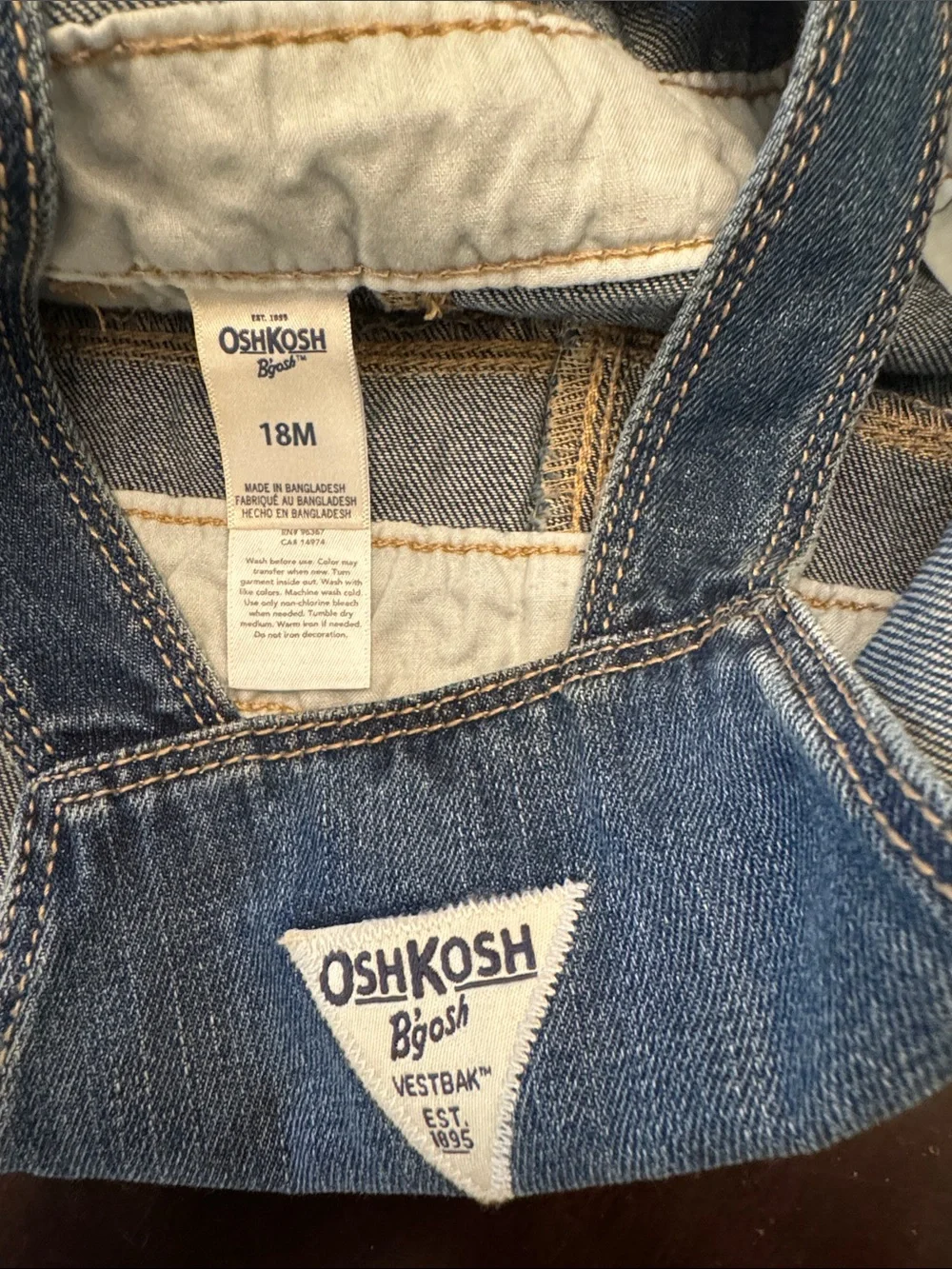 OshKosh B'gosh Vintage Toddler Girl’s Denim Overalls w/ Floral Trim size 18 mos